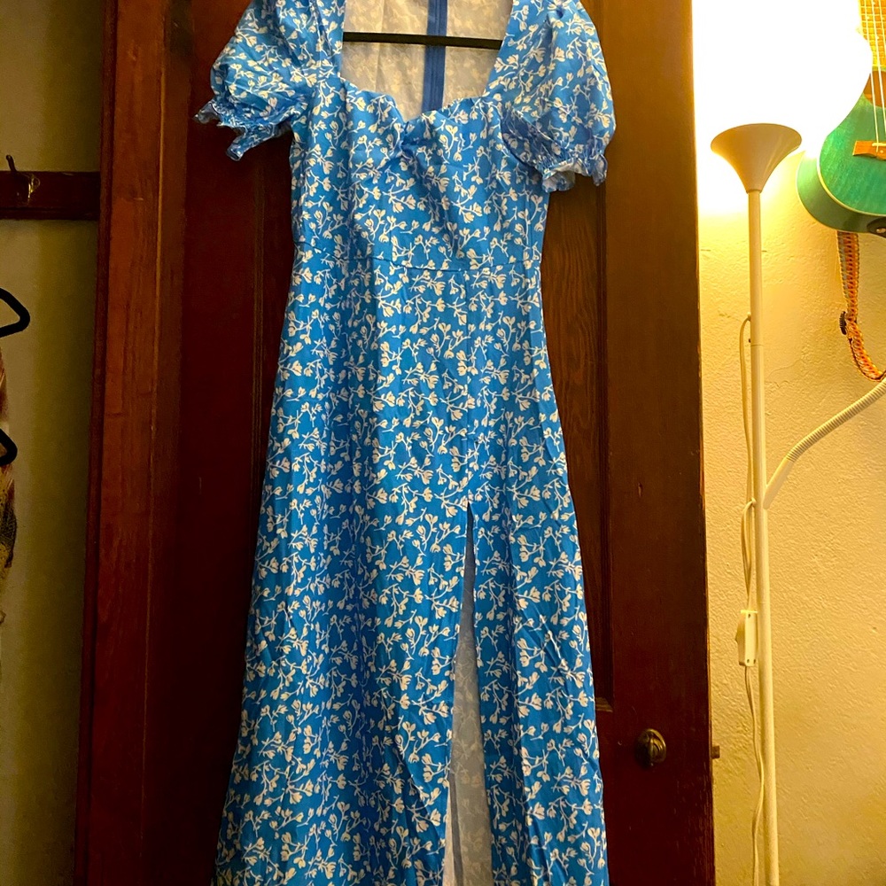 SHEIN blue and white floral dress.